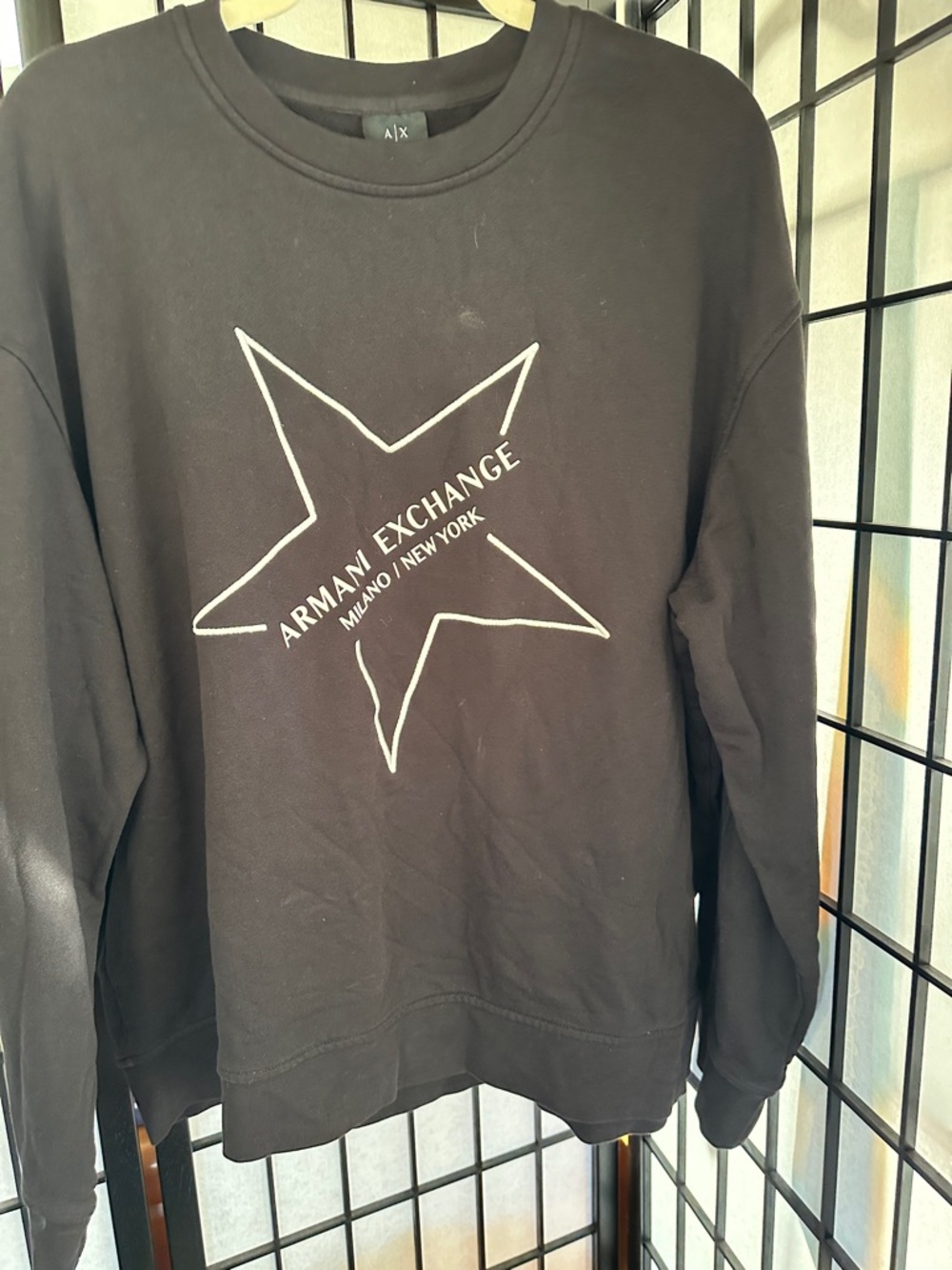 Armani Exchange Black Crewneck with White Star Graphic